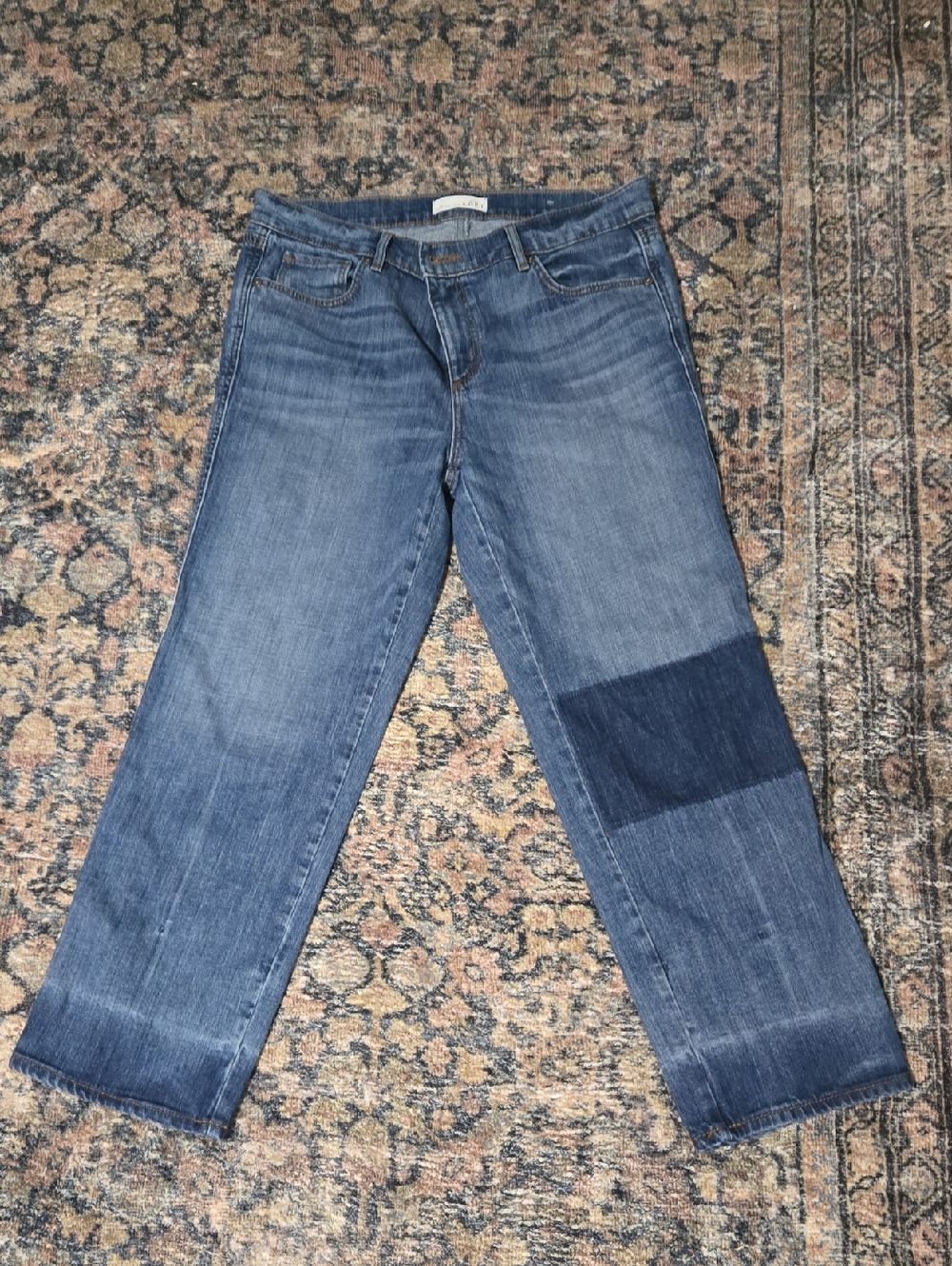 LOFT Women's Two-Tone Blue Cropped Ankle Jeans